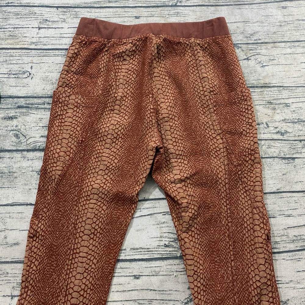 XCVI Womens M Snake Skin Printed Textured Pull On Pants Brown Art to Wear - Picture 3 of 9